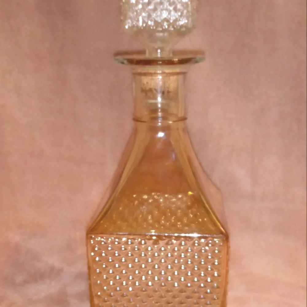 Vintage amber glass decanter with stopper